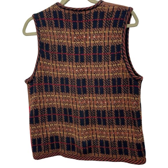 Vintage Y2K Susan Bristol Fall Embroidered Mixed Media Knit Vest Size Medium - Picture 2 of 11